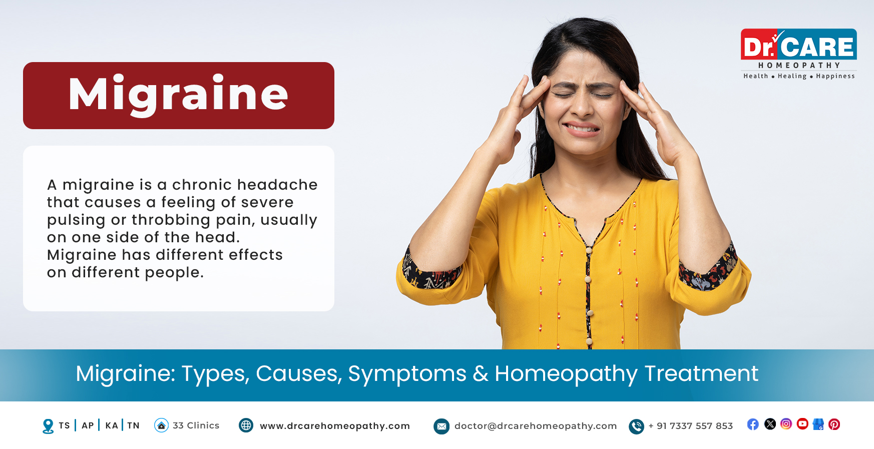 Migraine: Types, Causes, Symptoms & Homeopathy Treatment