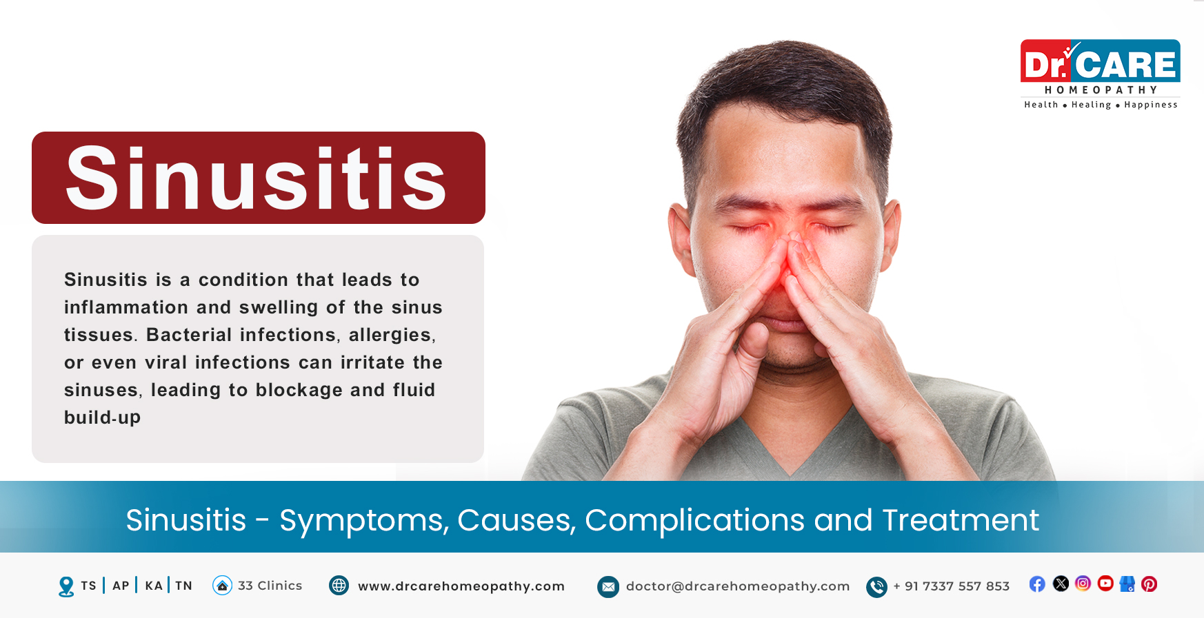 Sinusitis- Causes, Symptoms, Complications and Treatment